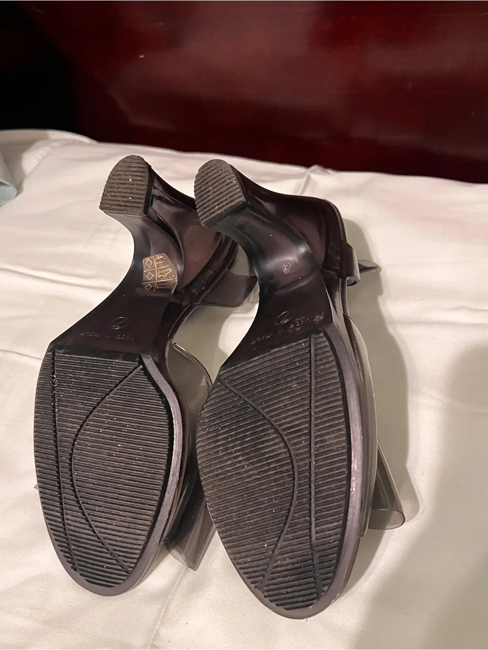 Kate Spade Smoke Jelly PVC Bow Heels Size 7 Made in Italy Y2K